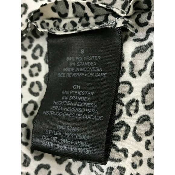 Norma Kamali Dress S Animal Print Black Gray White V Neck Knot mob wife party - Picture 5 of 8